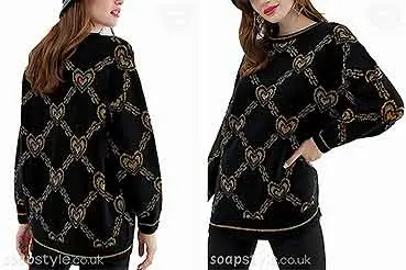 Whitney Black & Gold Heart Chain Jumper on EastEnders