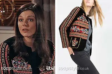 Kate’s Embroidered Black Jacket on Corrie