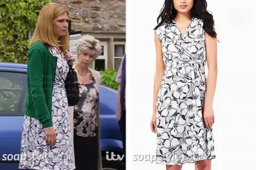 Bernice’s Grey Floral Dress in Emmerdale