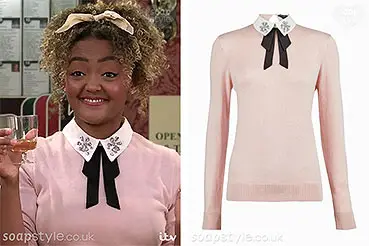 Emma Corrie Clothes: Pink Bow Collar Jumper / Sweater