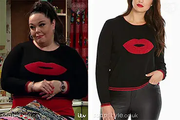 Mandy Emmerdale Clothes: Red Lips Jumper