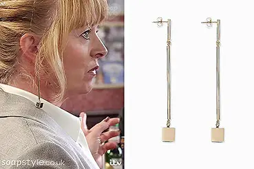 Jenny Coronation Street Gold Cube Drop Earrings