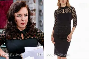 Belinda in EastEnders spot mesh wiggle dress