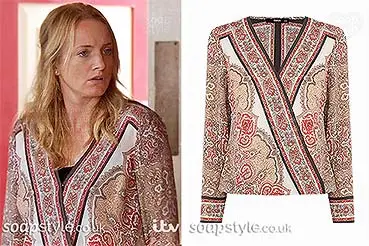 Nicola King Wrap Blouse on Emmerdale