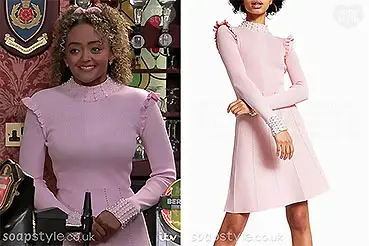 Emma in Coronation Street Pink Dress
