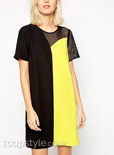 Liz’s Yellow & Black Mesh Panel Dress