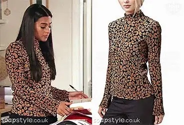Alya’s High Neck Leopard Print Top on Corrie