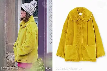 Kerry’s Yellow Fur Coat on Emmerdale