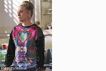 Linda EastEnders Clothes: Flamingo Sequin Sweatshirt