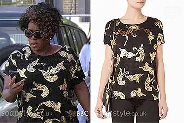 Kim’s Black & Gold Tiger Top in EastEnders