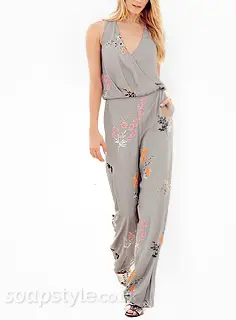 Chas’ Grey Floral Jumpsuit