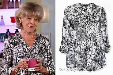 Audrey’s Black & White Blouse on Coronation Street