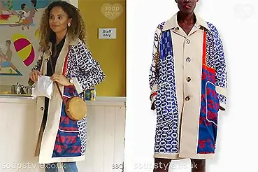 Chantelle Coat EastEnders with Patchwork Blue & Red Print