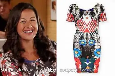 Andrea in Coronation Street bodycon dress