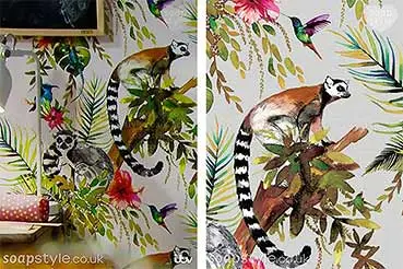 Emmerdale Furnishings: Lemur Jungle Wallpaper April’s Bedroom