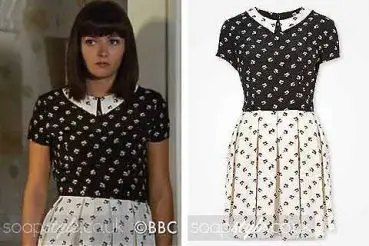 Alice Branning in EastEnders floral ditsy print skater dress