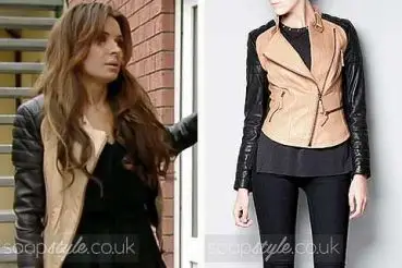 Kirsty Branning in EastEnders contrast biker jacket