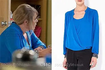 Sharon in EastEnders Blue Blouse Top