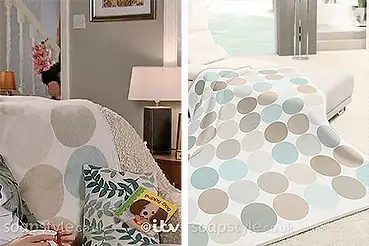 Coronation Street Decor: Cream & Blue Sofa Throw