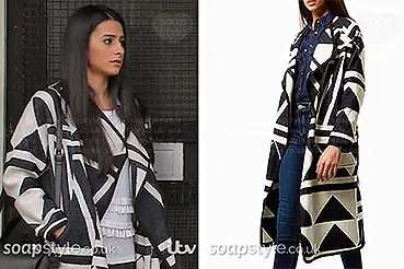 Alya’s Geo Pattern Coat on Coronation St