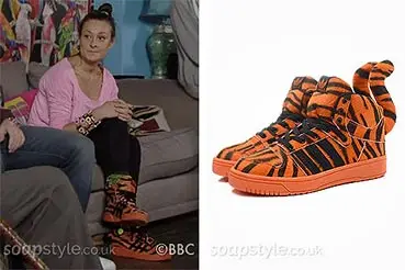 Tina’s Orange Tiger Hi-Top Trainers on EastEnders