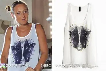Tina in EastEnders cat vest top