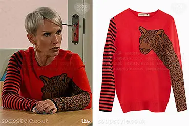 Debbie Coronation Street Red Animal Jumper