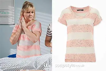 Beth’s Pink & White Sequin Stripe Jumper on Corrie