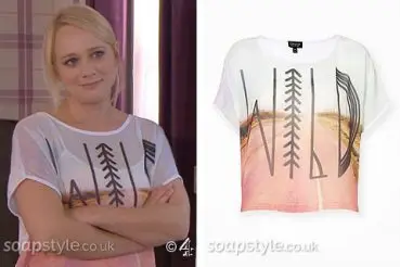 Leela Lomax cropped 'WILD' slogan t-shirt on Hollyoaks
