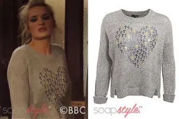 Kirsty Branning cross heart jumper in EastEnders