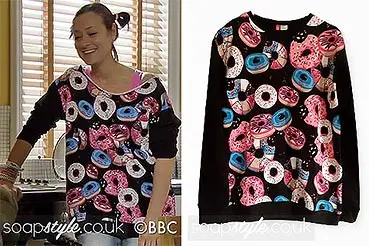Tina in EastEnders doughnut jumper