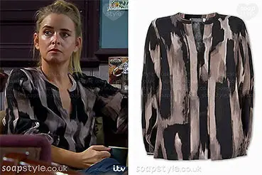 Charity Emmerdale Clothes: Black & Grey Top / Blouse