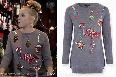 Linda Flamingo Christmas Jumper on EastEnders