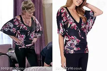 Liz McDonald’s Floral Cold Shoulder Top on Corrie