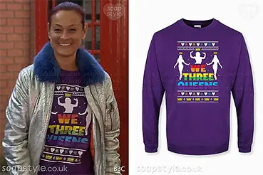 Tina Carter EastEnders three queens Christmas jumper