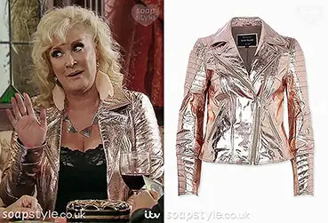 Liz’s Metallic Pink Biker Jacket