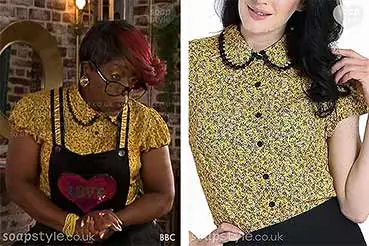 Kim Fox in EastEnders Yellow Blouse