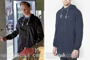 Johnny Carter in EastEnders blue hooded jacket