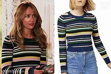 Maria’s Multicoloured Stripe Jumper on Coronation St