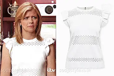 Leanne White Frill Top on Coronation Street
