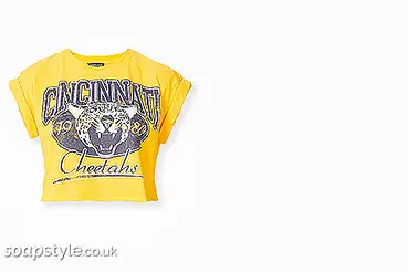 Leela yellow cheetah crop top on Hollyoaks