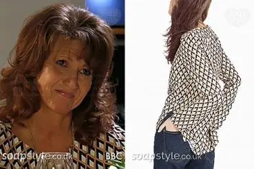 Carmel geometric diamond print blouse in EastEnders