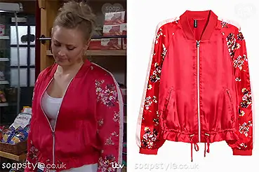 Tracy’s Red Floral Jacket on Emmerdale