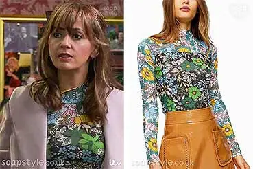 Maria Coronation Street Clothes: High Neck Flower Top