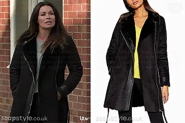 Carla’s Black Coat on Coronation Street