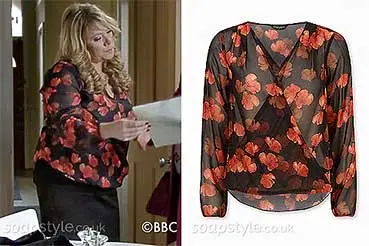 Sharon in EastEnders Floral Wrap Blouse