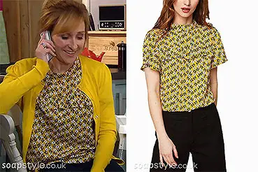 Emmerdale Clothes: Laurel Yellow Floral Top